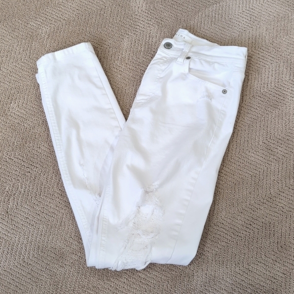 Eunina Bella White Distressed High Rise Skinny Ankle Jeans - Size 3 Juniors - Picture 1 of 11